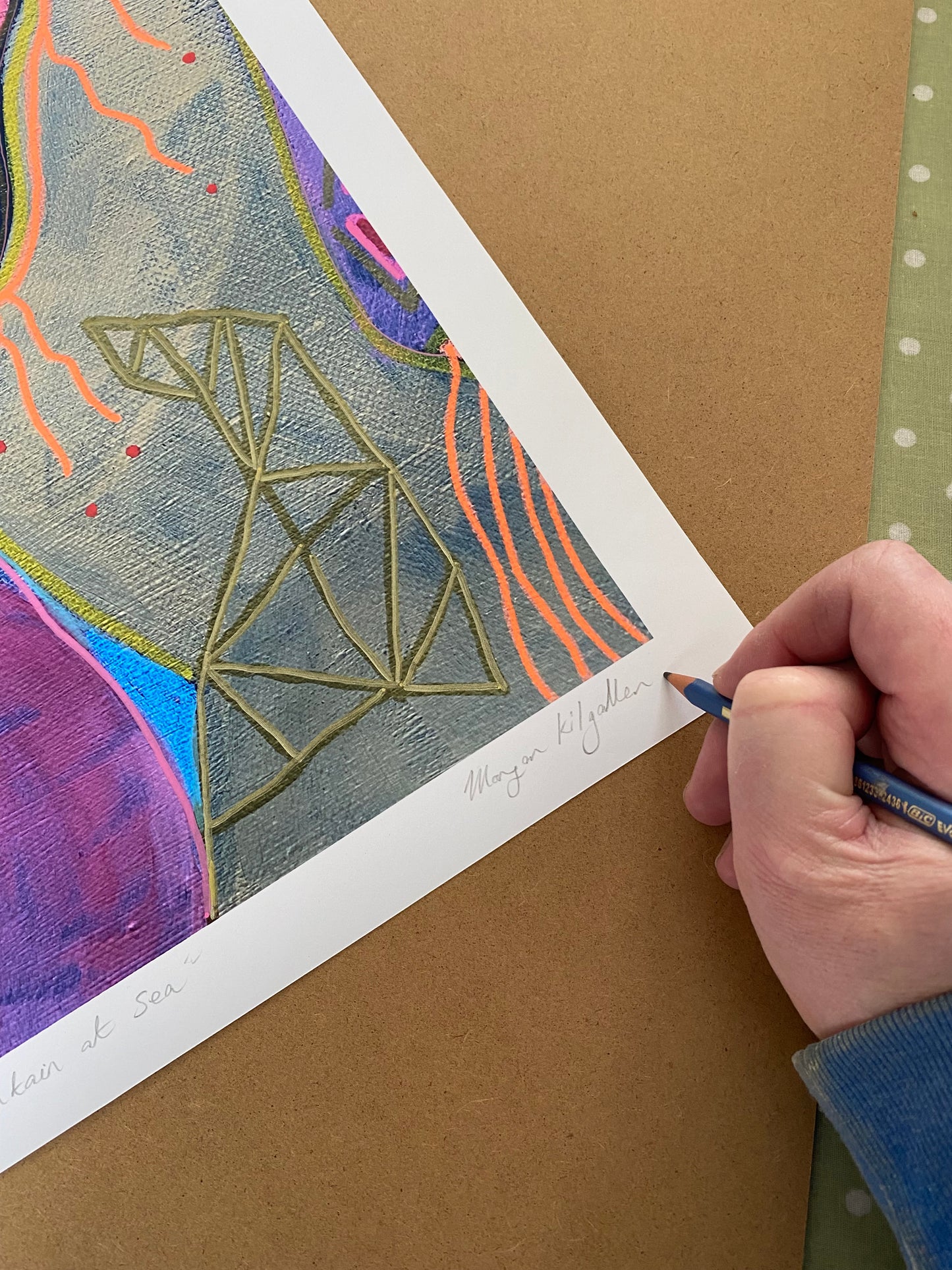 A2 Oak Framed Print “Mountain at Sea